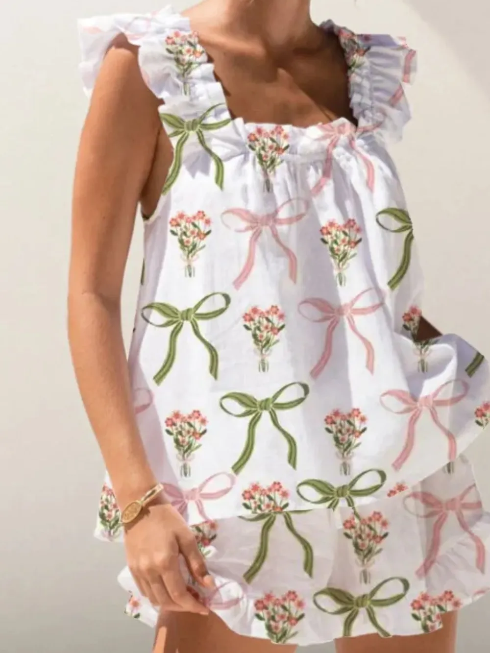 Ruffled Striped Tank and Shorts Set, image 13