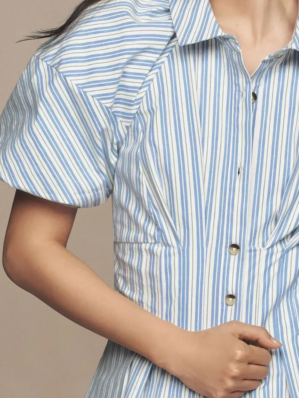 Striped Button Front Shirt Dress, image 4