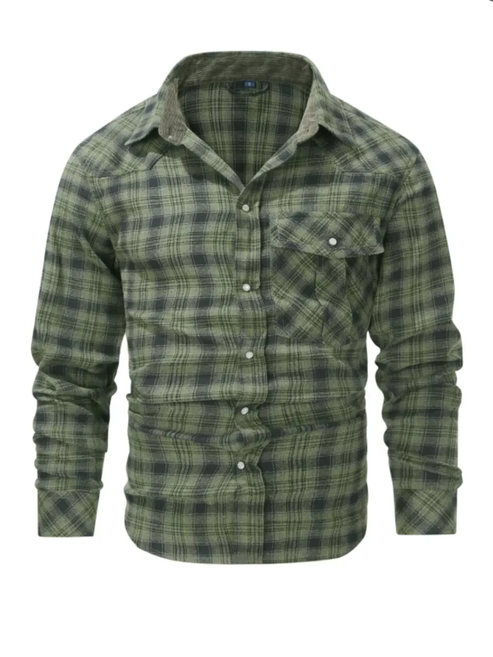 Men's Vintage Plaid Button Up Shirt, image 7