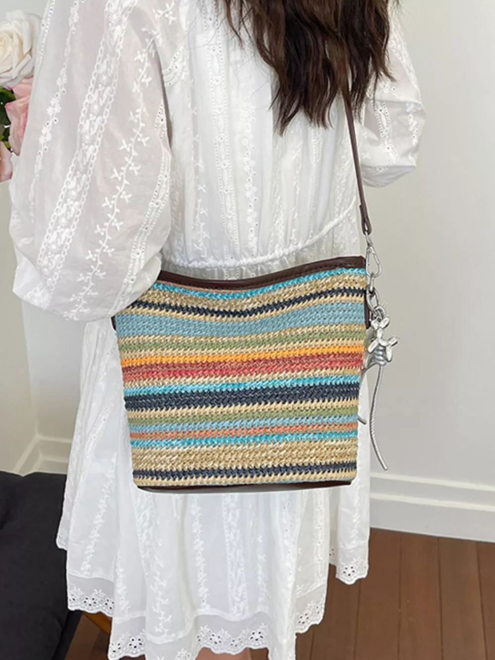 Striped Woven Crossbody Bag, image 10