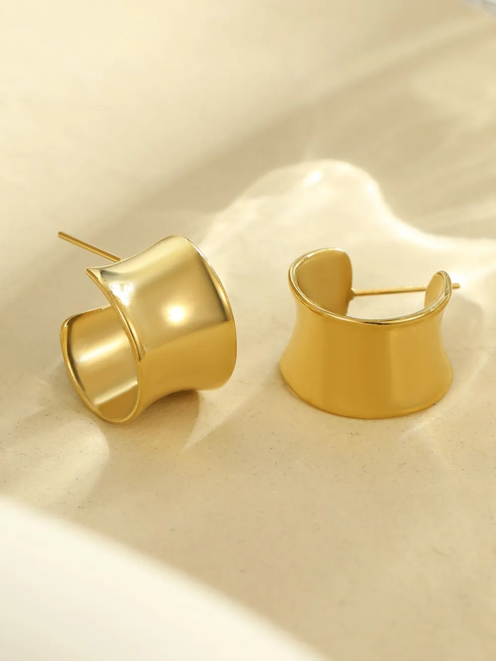 18K Gold-Plated Stainless Steel Geometric Earrings, image 3