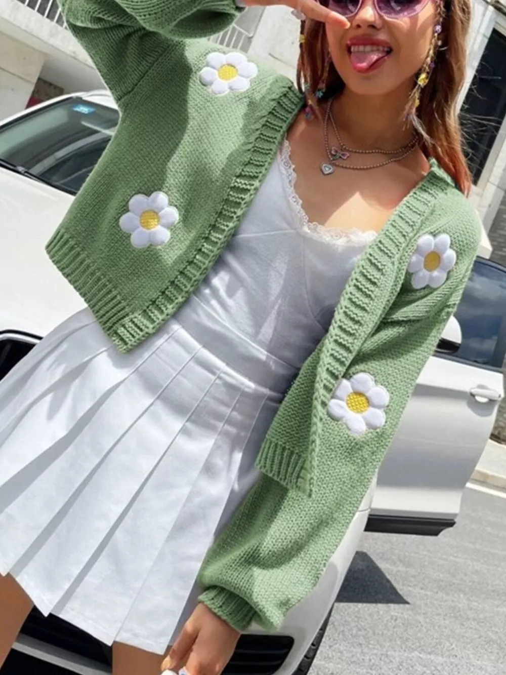 Floral Open Front Knit Cardigan, image 15