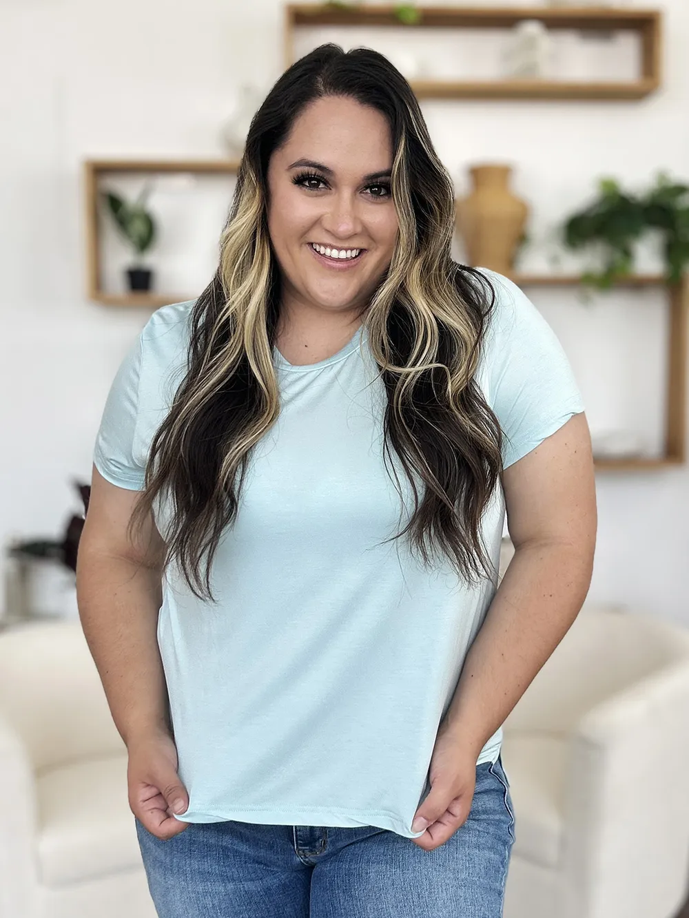 Bamboo Full Size Round Neck Short Sleeve T-Shirt Plus Size, image 16