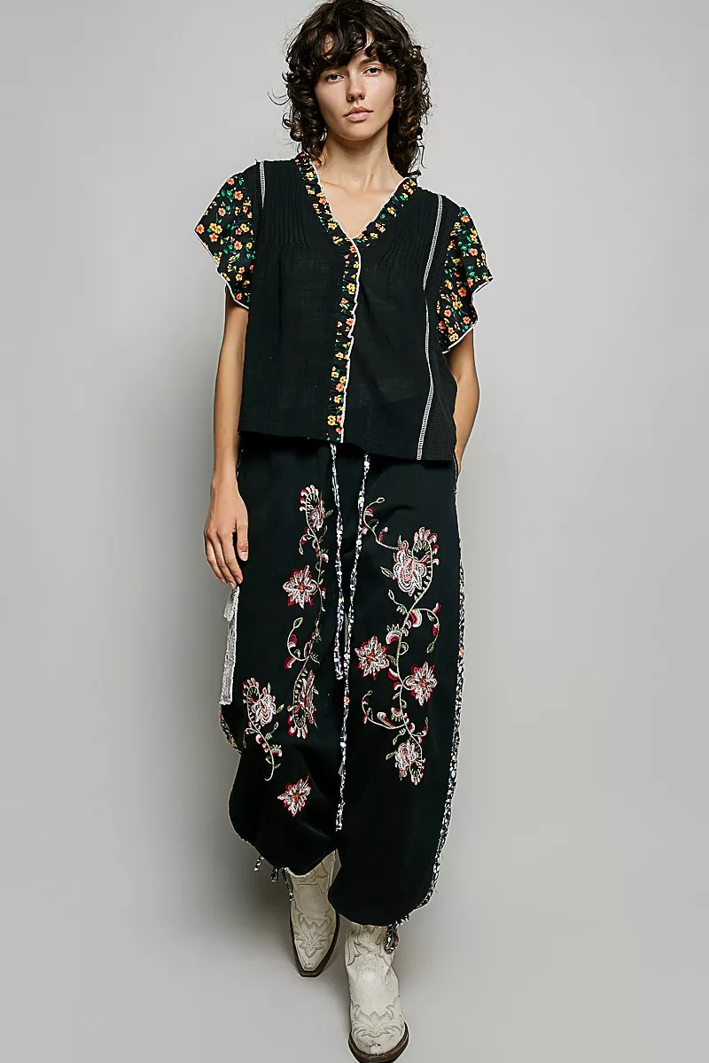 V-Neck Floral Ruffle Sleeve Blouse, image 5