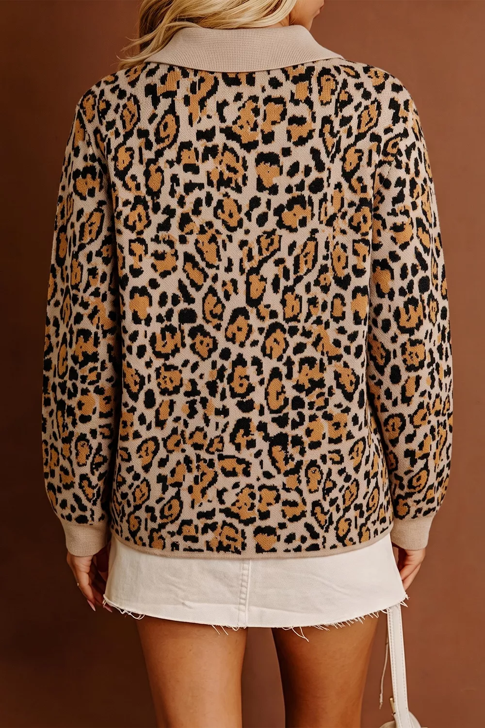 Leopard Print Button-Up Cardigan Long Sleeve Cardigans, image 2