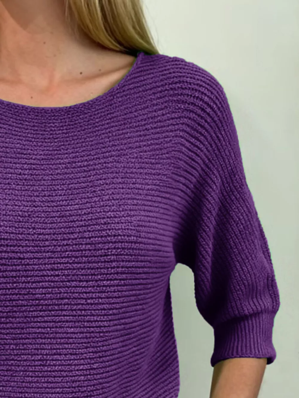 Full Size Ribbed Knit Round Neck Sweater Plus Size, image 12