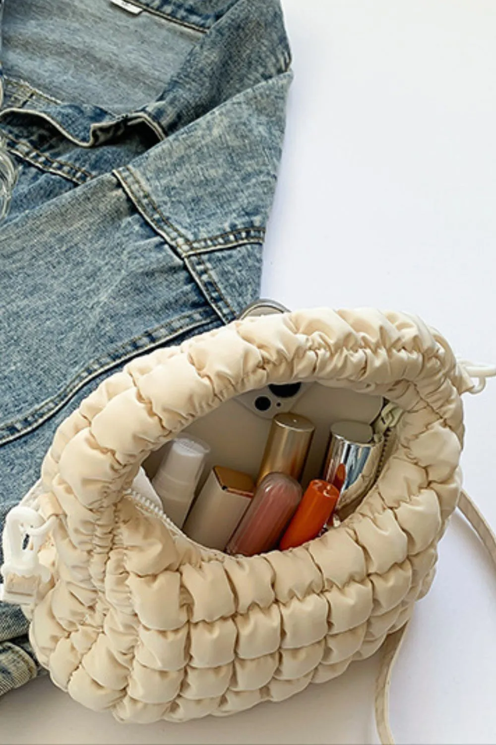 Quilted Puffy Removable Strap Crossbody Bag, image 4