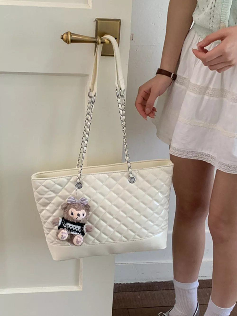 Quilted PU Leather Shoulder Bag, image 3