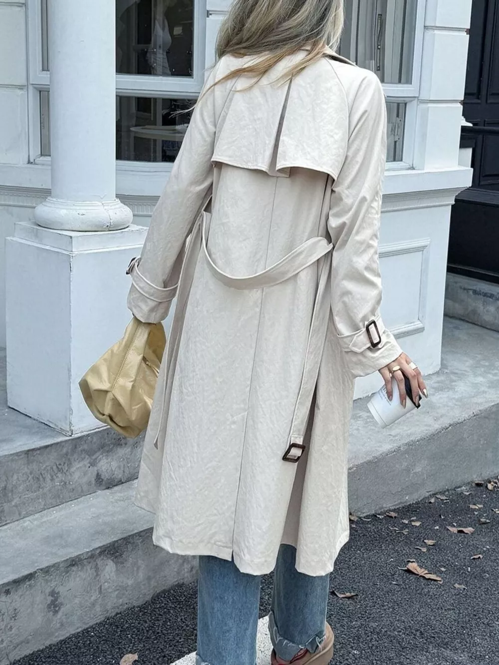 Double-Breasted Belted Trench Coat, image 4