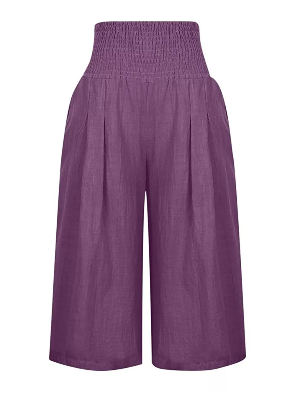 Smocked Wide-Leg Capri Pants, image 15
