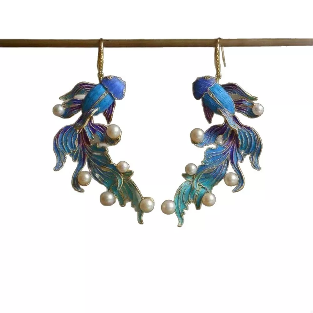 Goldfish Pearl Dangle Earrings, image 4