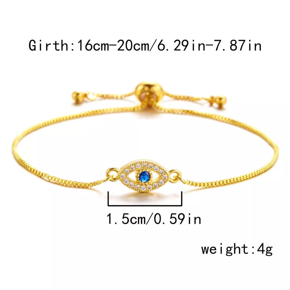 18K Gold-Plated Evil Eye Adjustable Bracelet, image 5