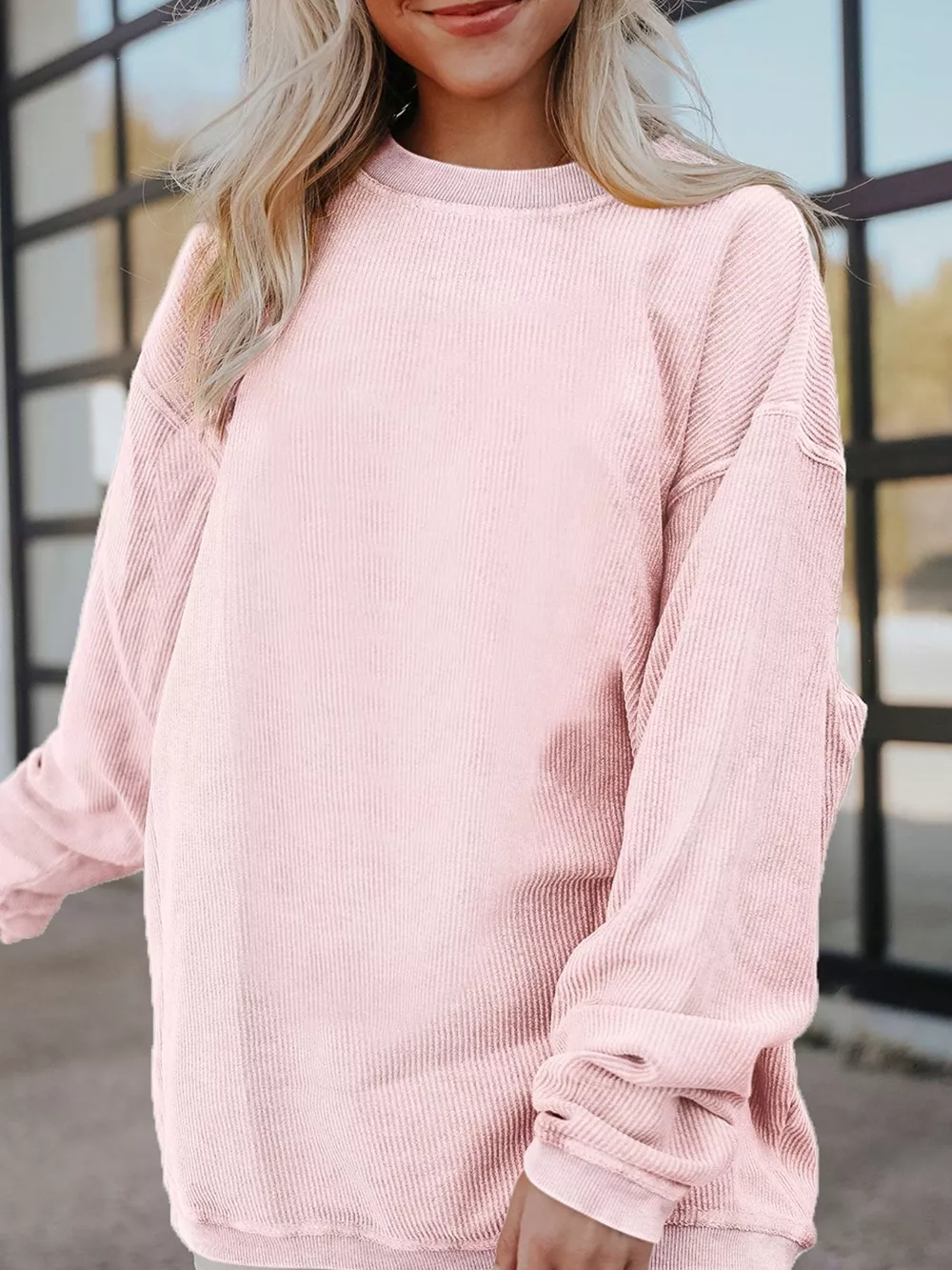 Ribbed Corduroy Oversized Sweatshirt, image 2