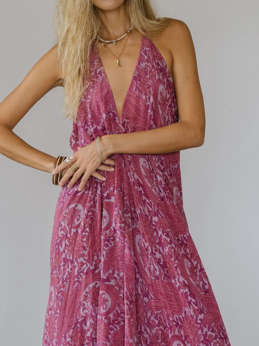 Backless Printed Halter Neck Maxi Dress, image 15
