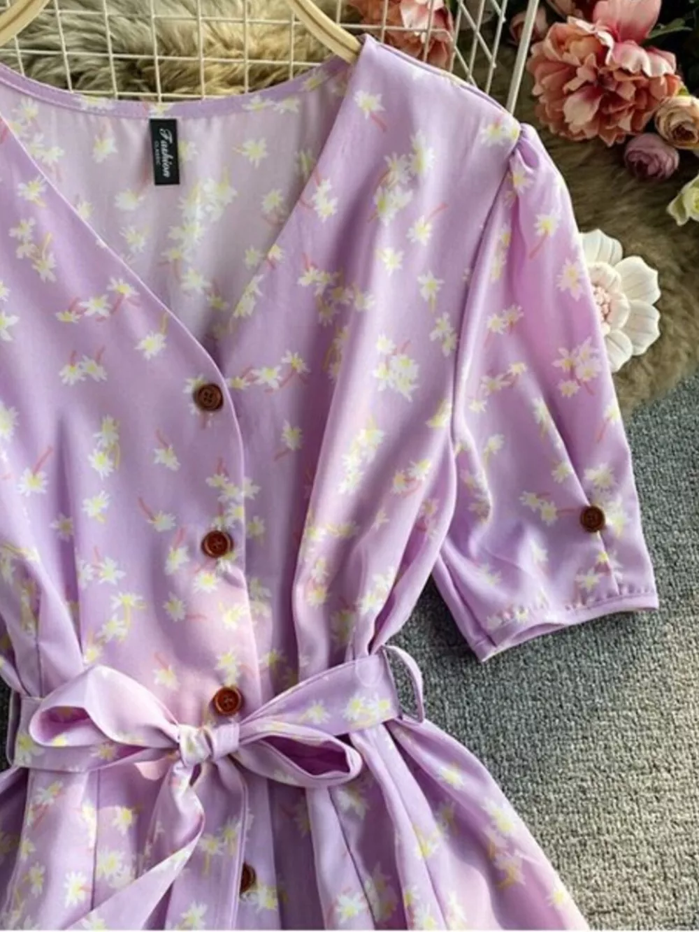 Floral Print V-Neck Midi Dress, image 25