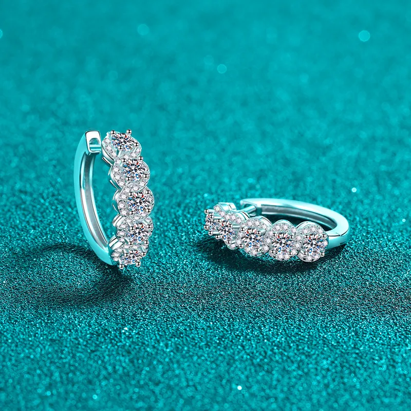 1 Carat Moissanite Zircon 925 Sterling Silver Huggie Earrings, image 4