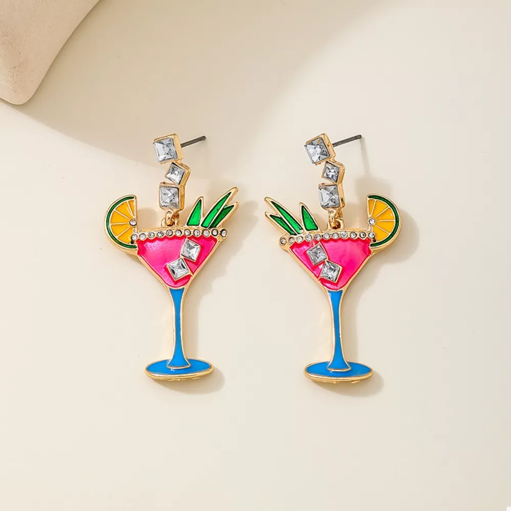 Cocktail Glass Dangle Earrings, image 3