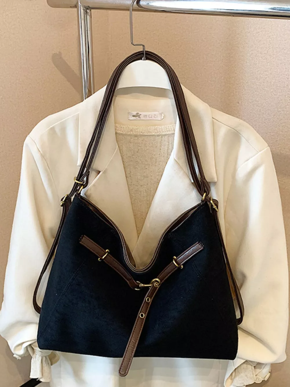 Vintage Suede Tote Bag, image 3