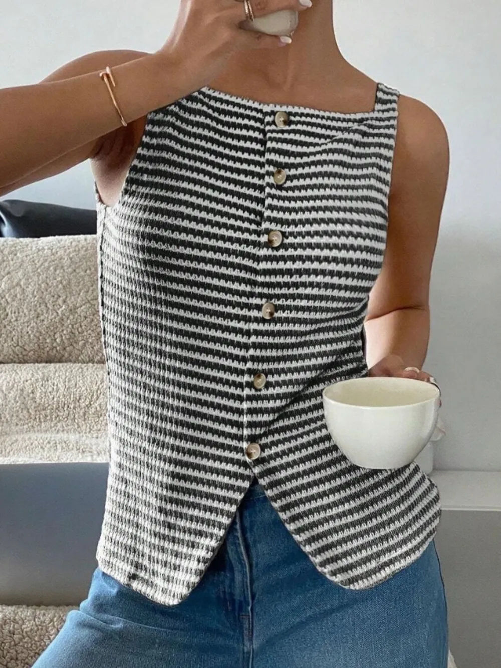 Button Down Striped Tank, image 8