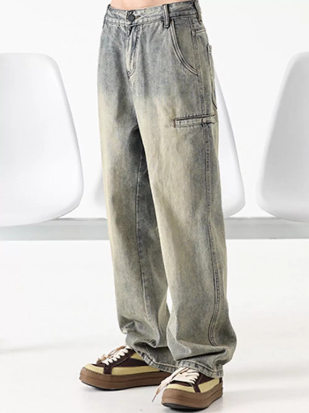 Men's Vintage Wash Loose Fit Jeans, image 3