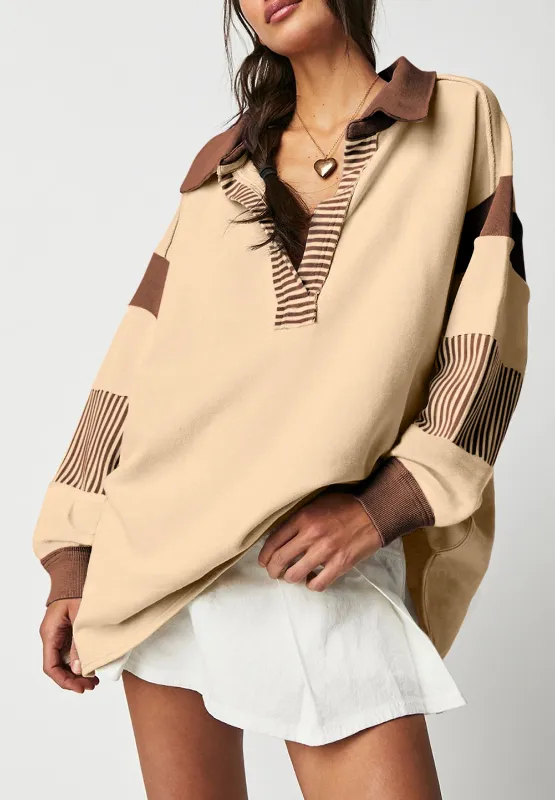 Color Block Johnny Collar Long Sleeve Sweatshirt, image 10