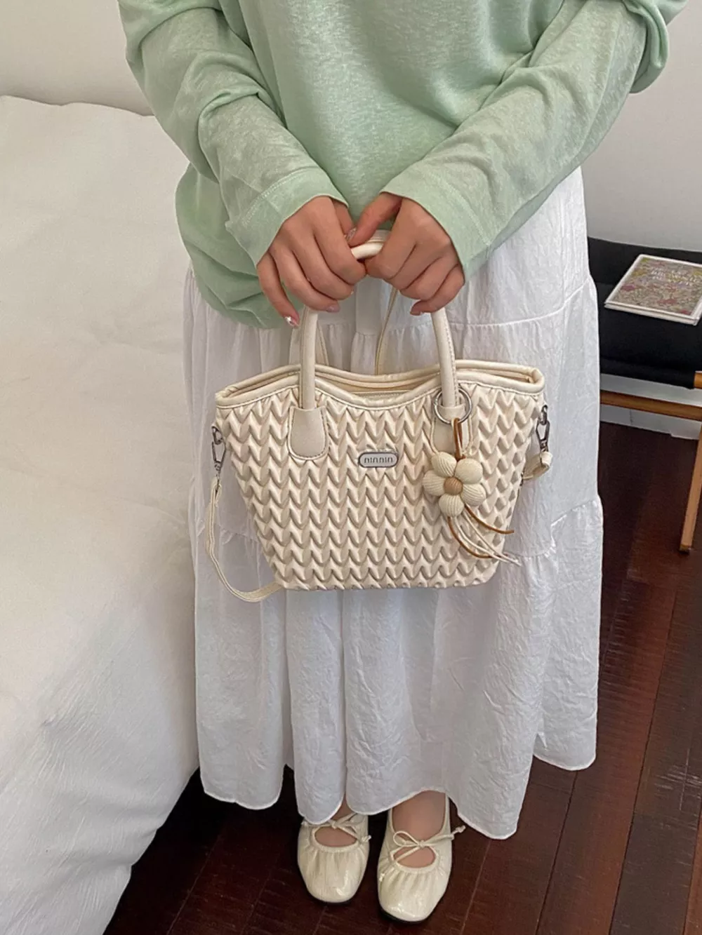 Top Handle Texture Crossbody Bag, image 6