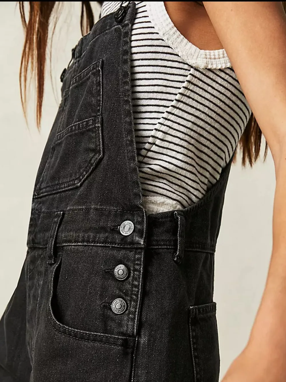 Square Neck Wide Strap Denim Overalls, image 3