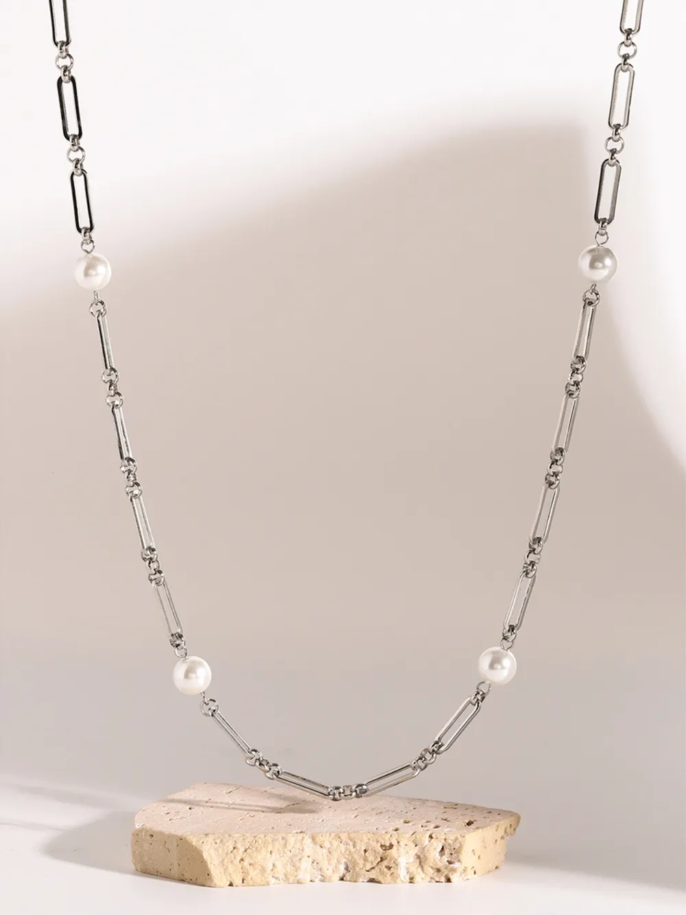 Stainless Steel Pearl Chain Necklace, image 5