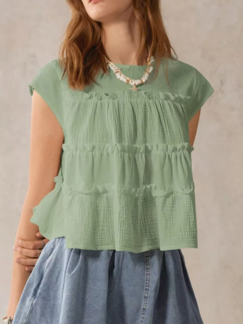 Tiered Cap Sleeve Blouse, image 13