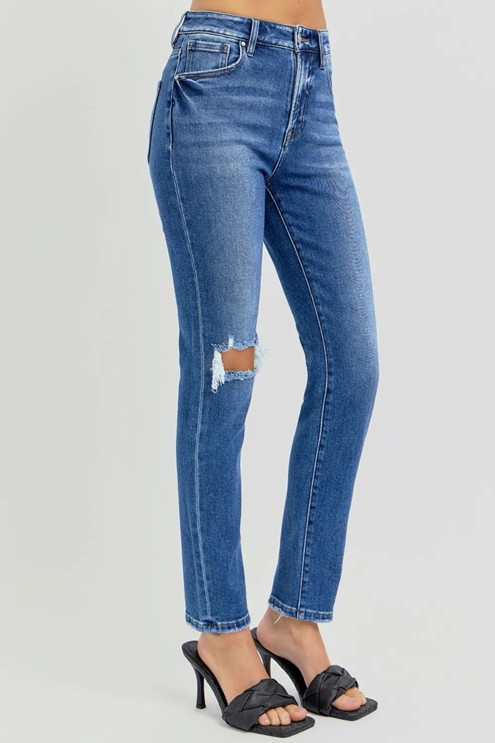 Full Size High Rise Ankle Skinny Knee Distressed Jeans, image 3