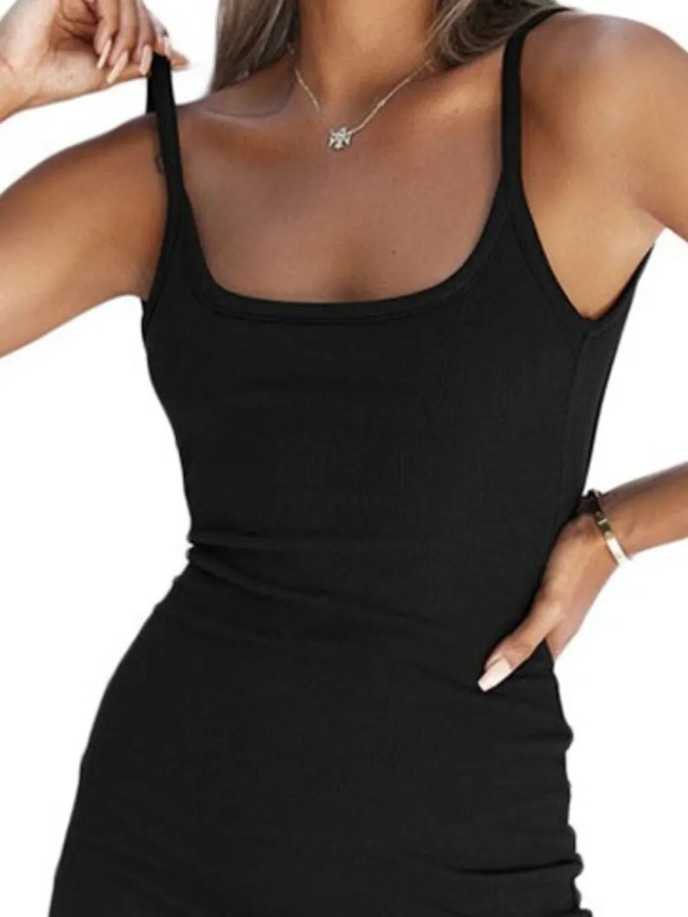Backless Scoop Neck Bodycon Cami Dress, image 3