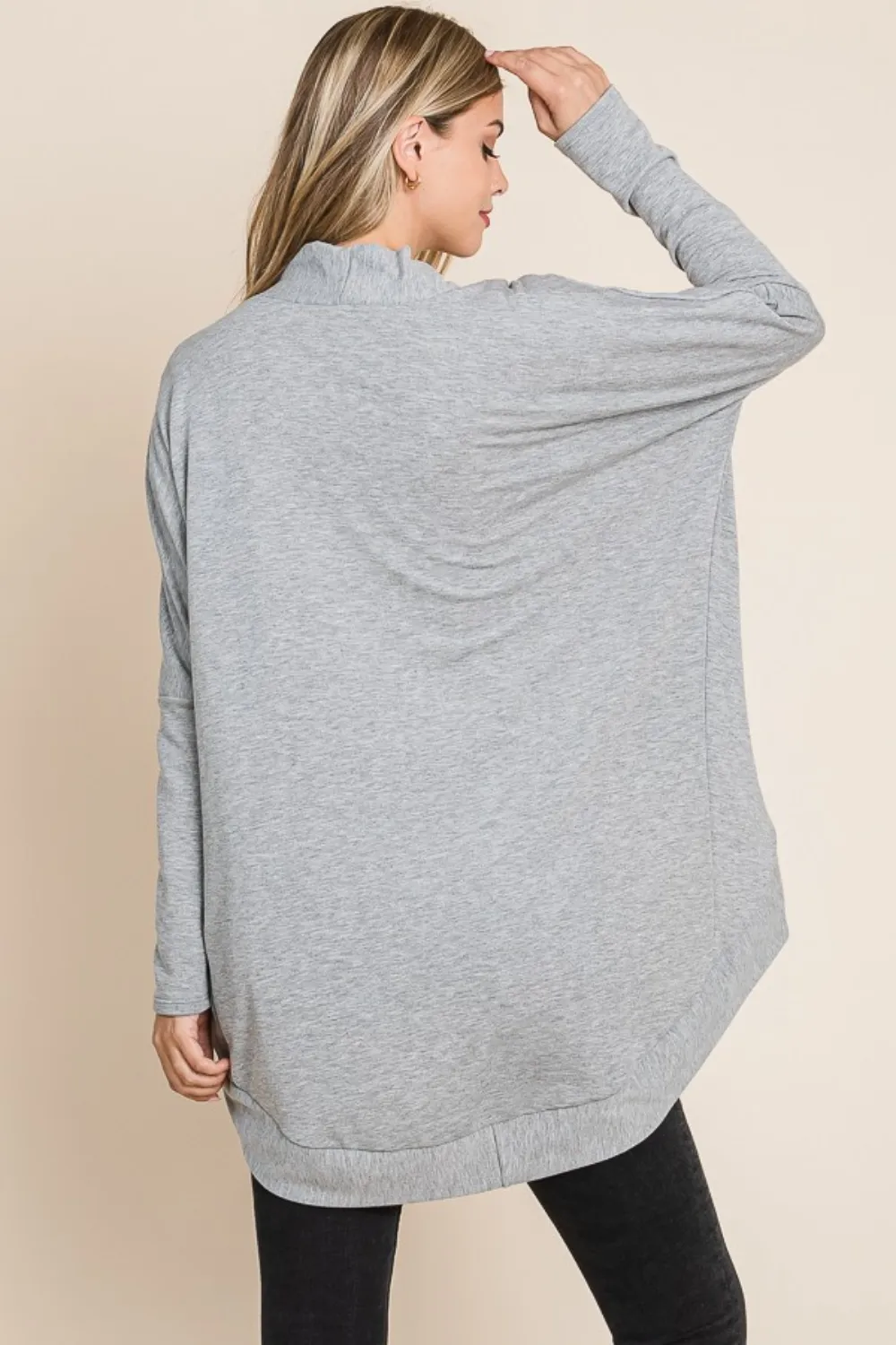 Open Front Long Sleeve Cocoon Cardigan, image 4