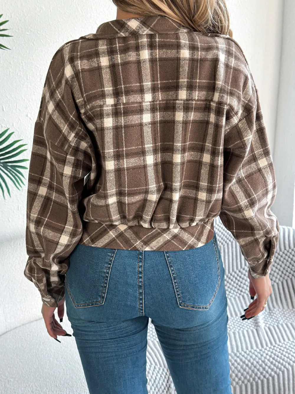 Plaid Button Up Long Sleeve Jacket, image 11