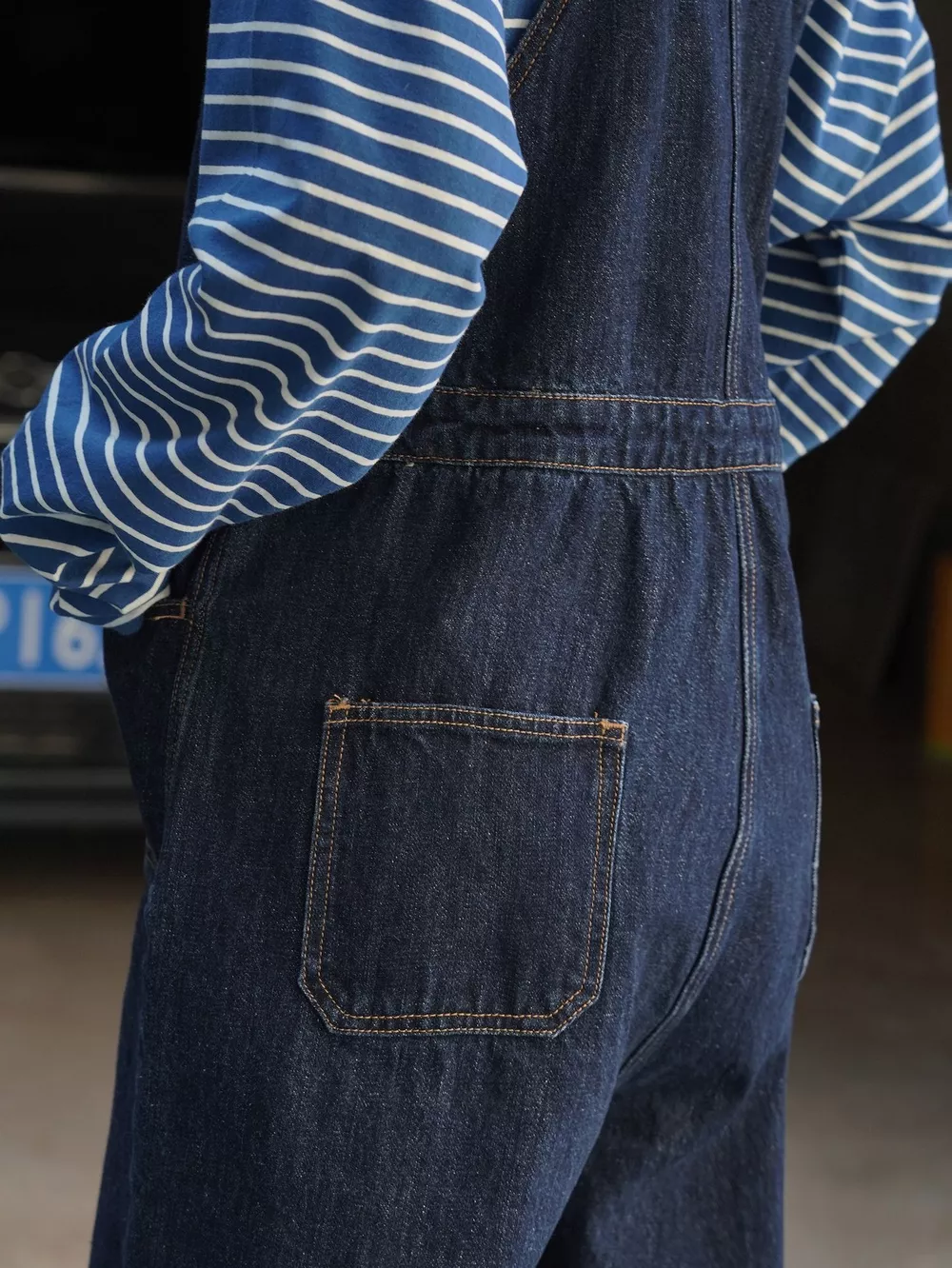 Vintage Dark Wash Wide-Leg Denim Overalls, image 26
