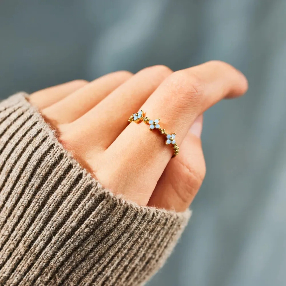 925 Sterling Silver Inlaid Zircon Flower Ring, image 5