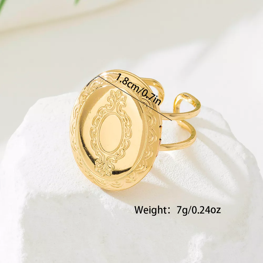 18K Gold-Plated Open Engraved Ring, image 5