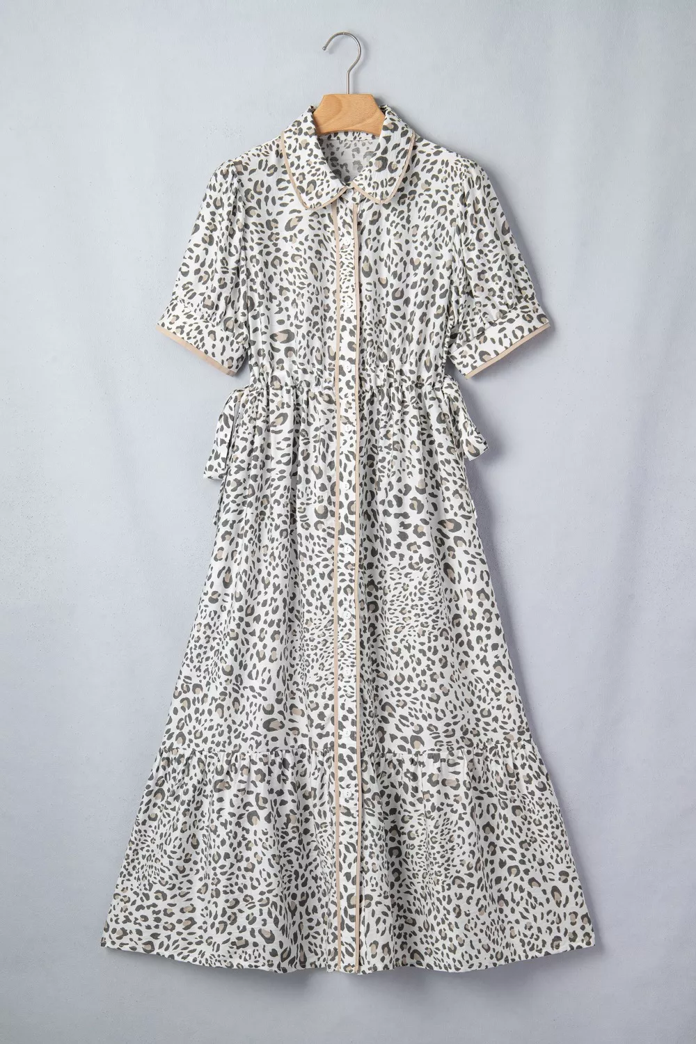 Leopard Print Button-Down Midi Dress, image 7