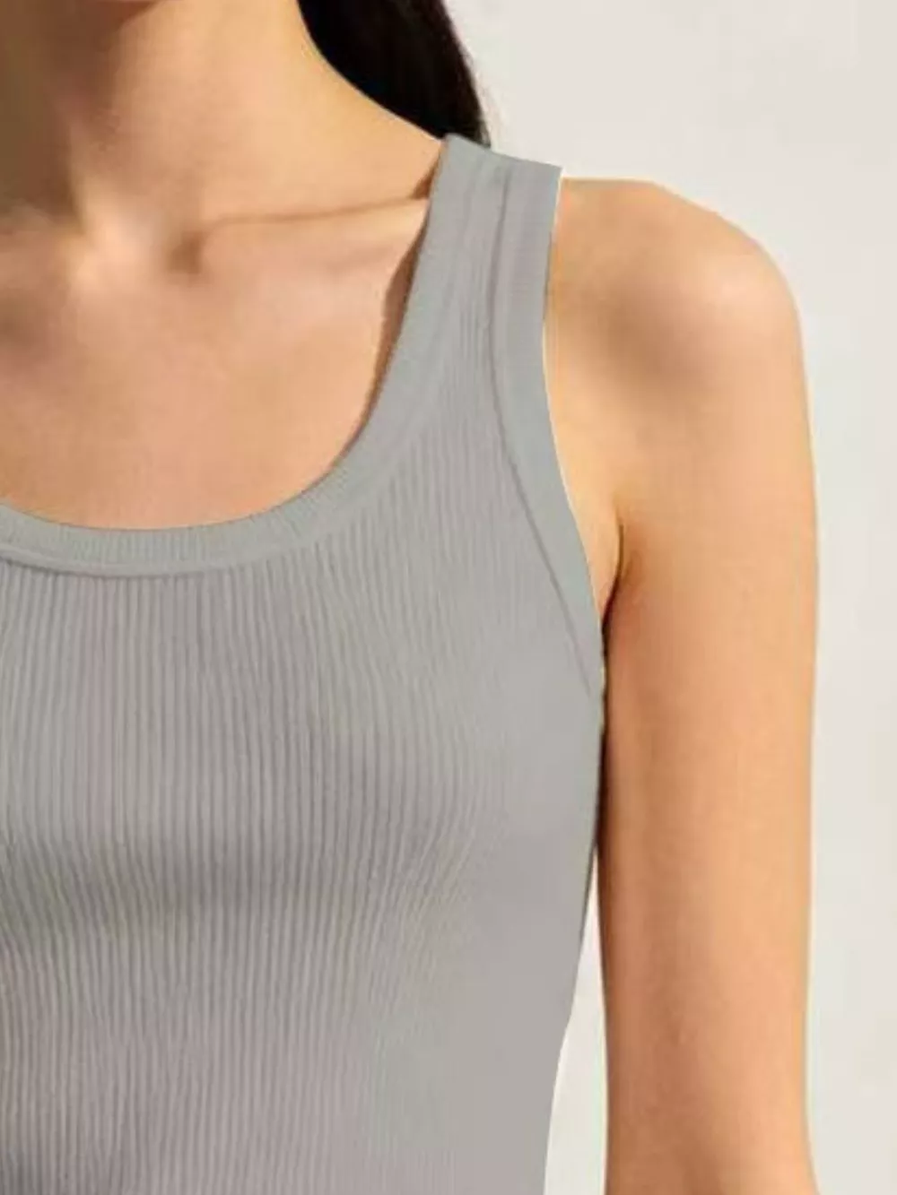 Ribbed Knit U-Neck Tank, image 4