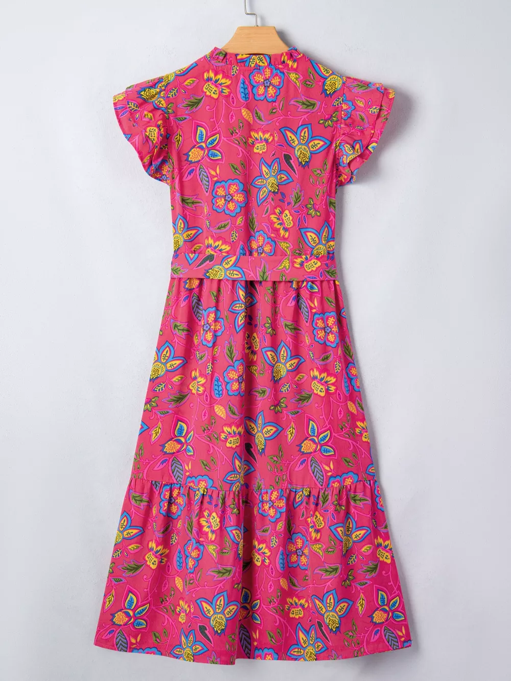 Flutter Sleeve Belted Floral Dress, image 9