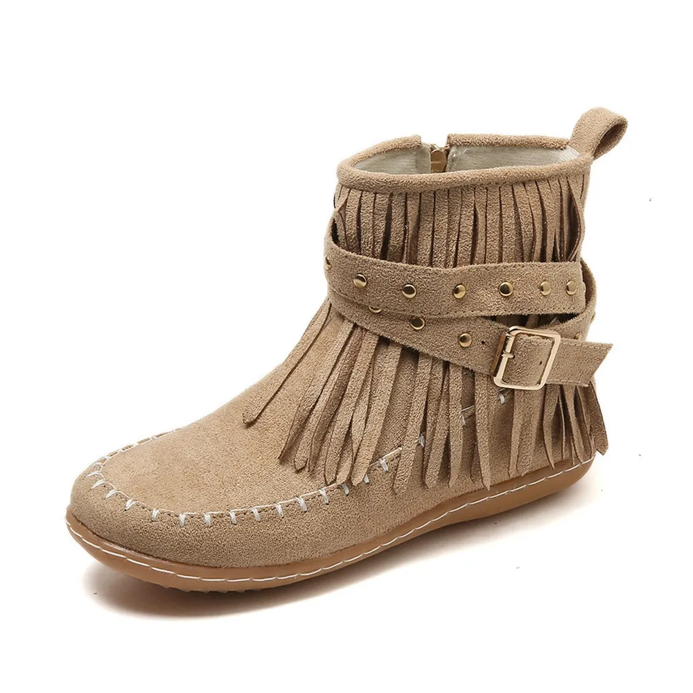 Fringe Studded Suede Flat Boots, image 10