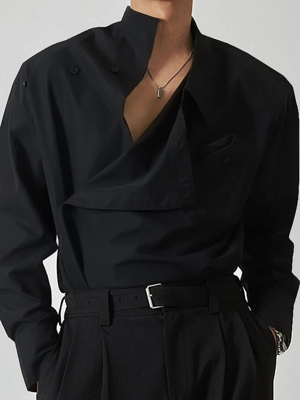Men's Asymmetrical Long Sleeve Shirt, image 3