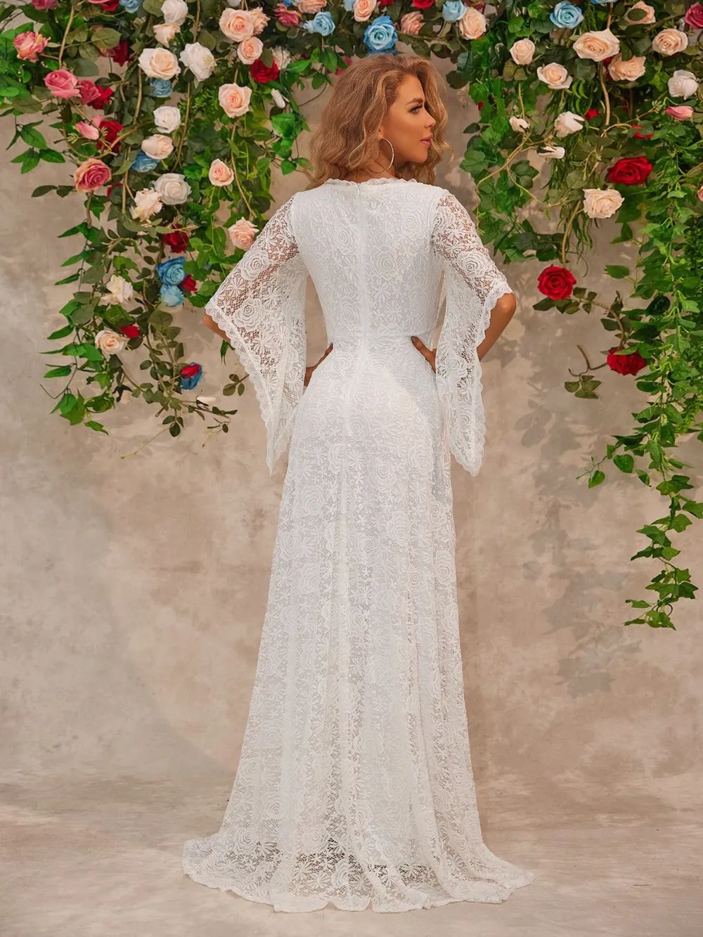 Lace V-Neck Floor length Dress, image 5