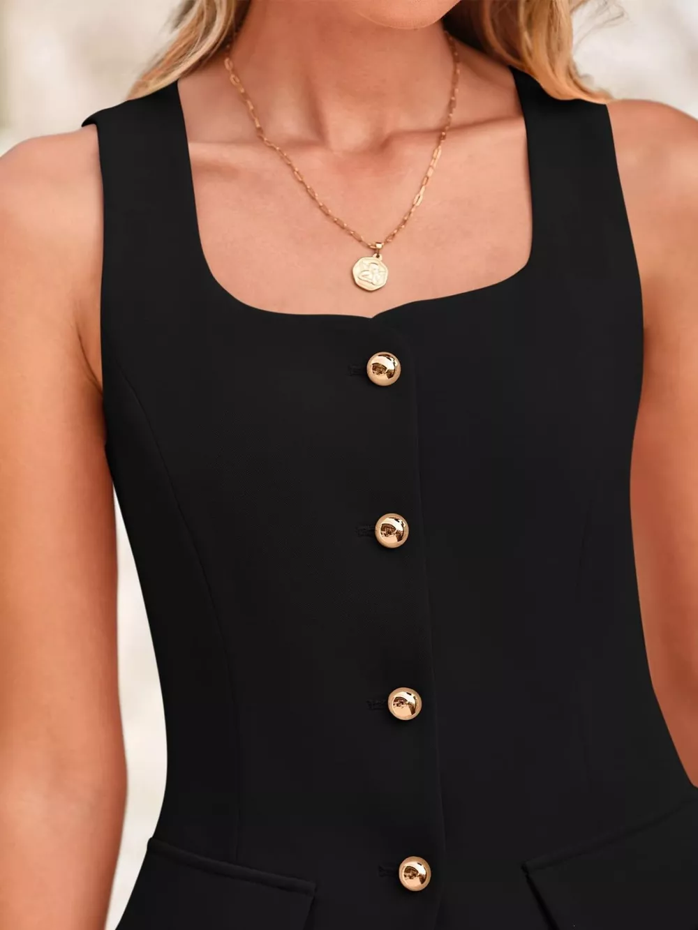 Square Neck Button-Up Vest, image 14