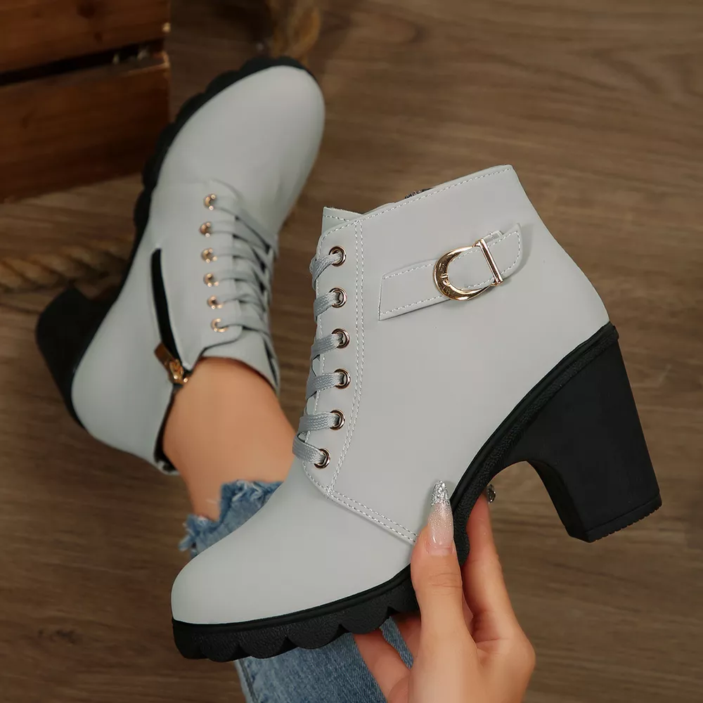 Lace Up Block Heels Boots, image 15