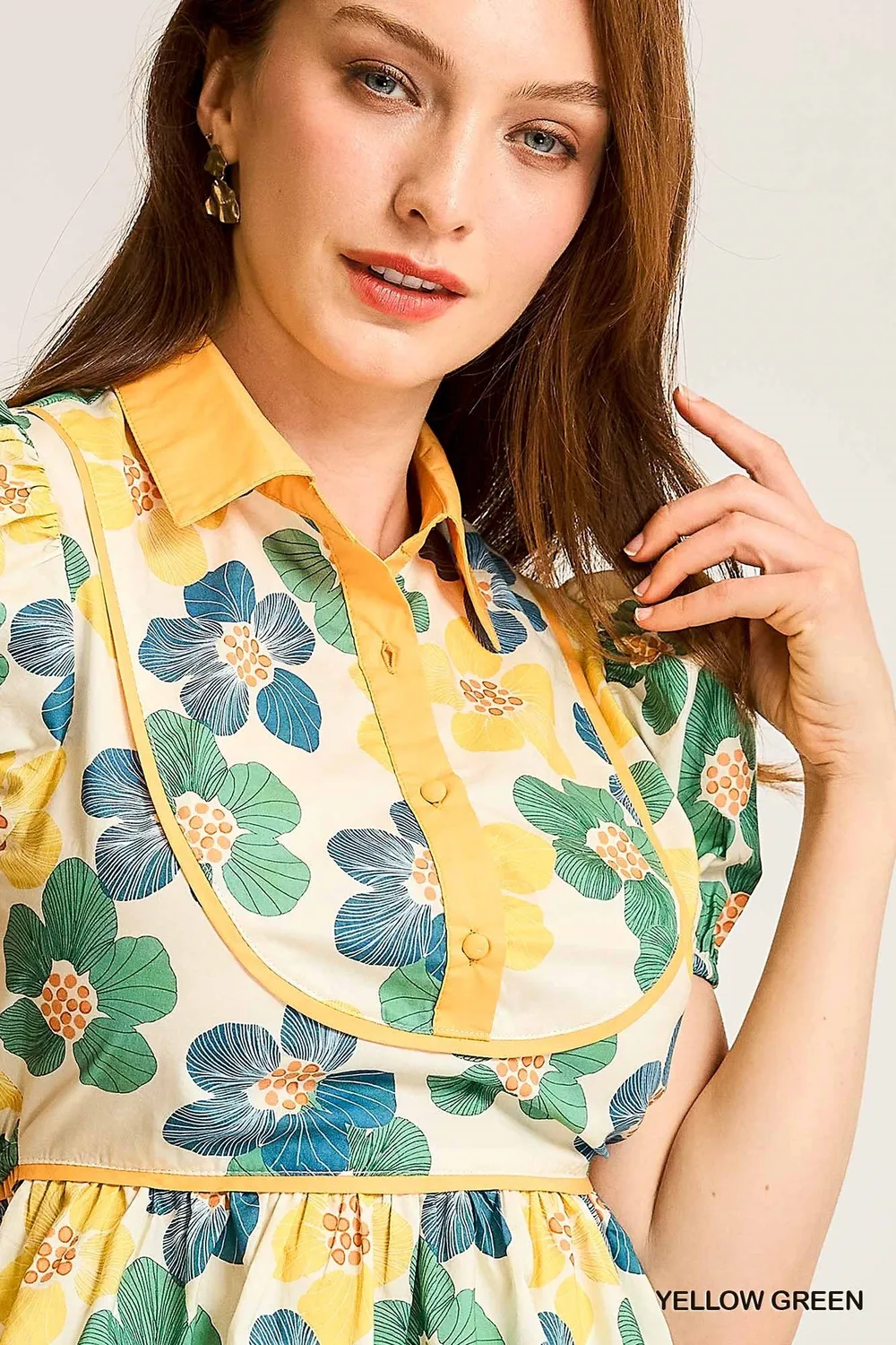 Floral Print Puff Sleeve Cropped Blouse, image 4