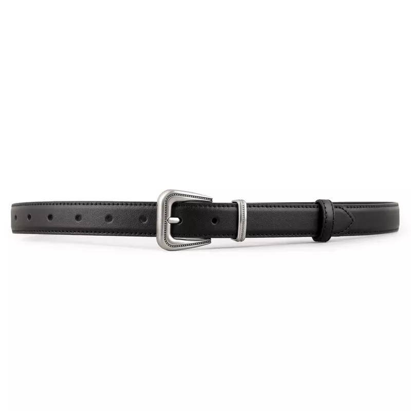 Leather Belt with Silver Buckle, image 3