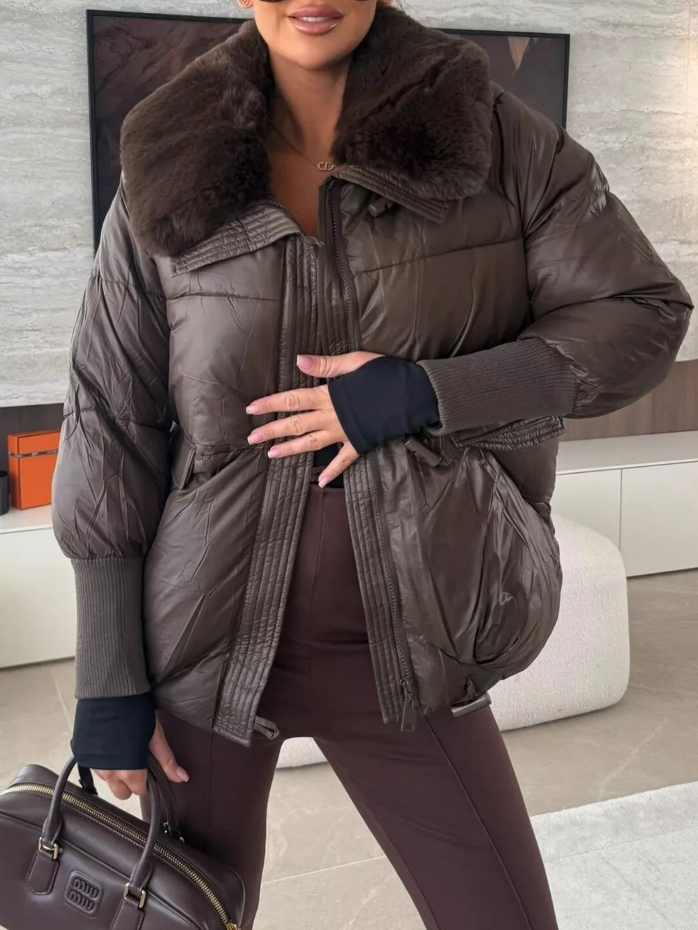 Fur Collar Padded Puffer Jacket, image 4