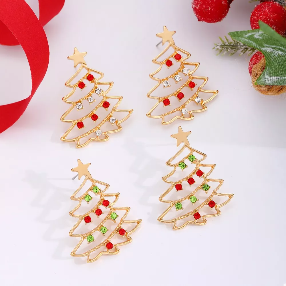 18K Gold-Plated Christmas Tree Earrings, image 5