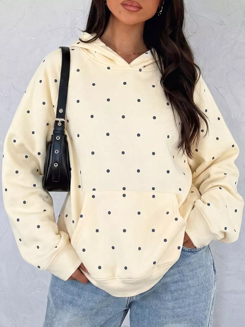 Polka Dot Raglan Sleeve Hoodie, image 5