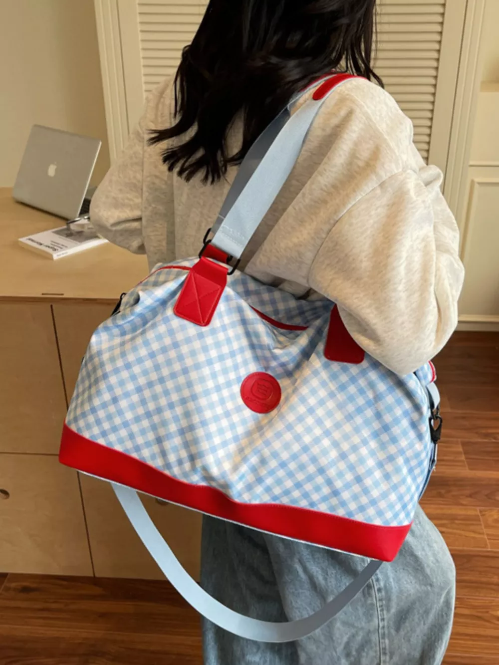 Checkered Pattern Travel Bag, image 5